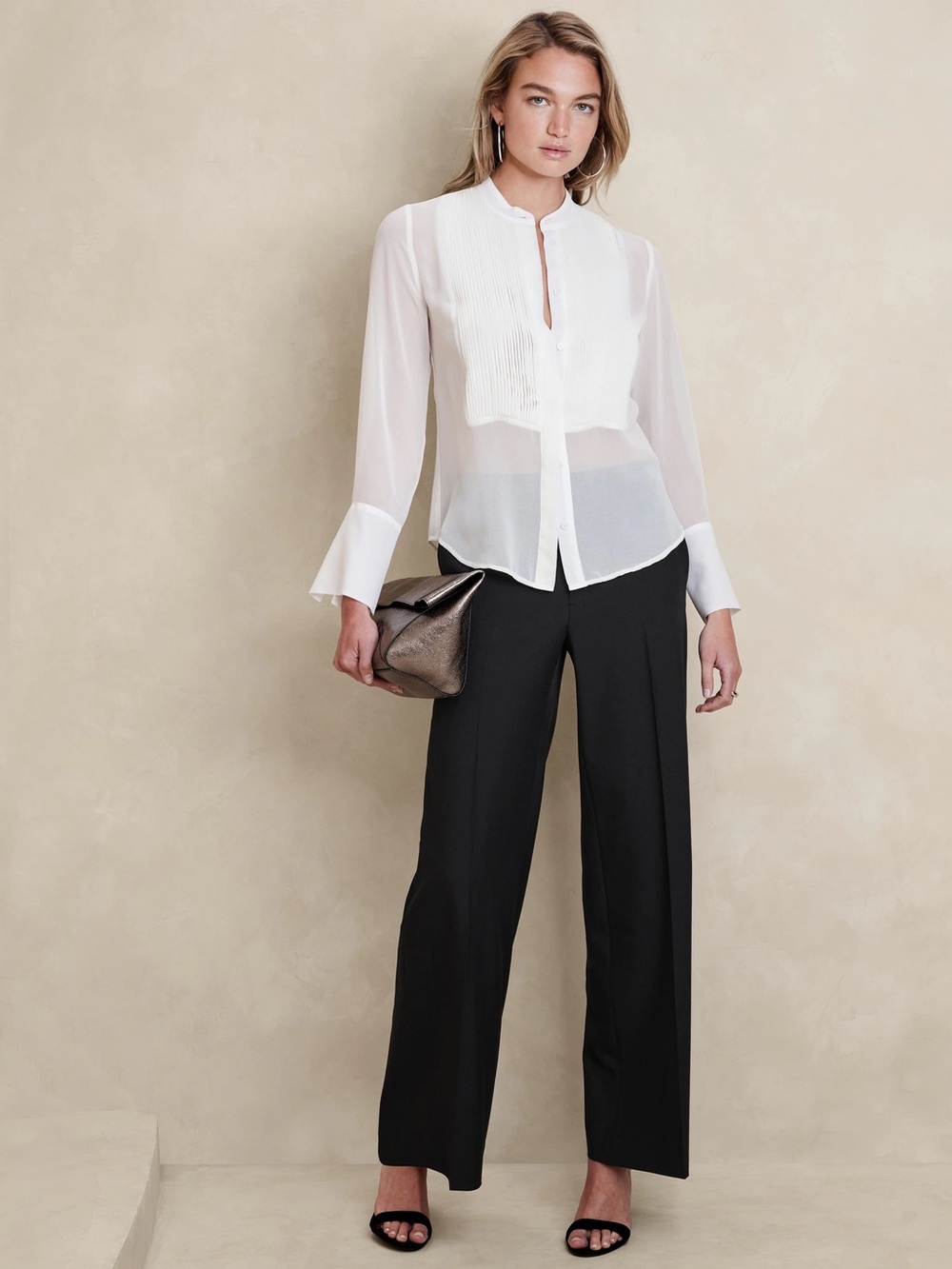 Banana Republic Factory Black Wide-Leg Trousers